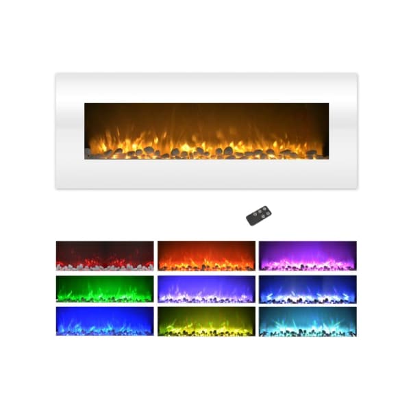 Hastings Home Hastings Home 50-inch Electric Fireplace, Wall Mount, 10 LED Flame Colors, 3 Media Options, (White) 452047CHP - main